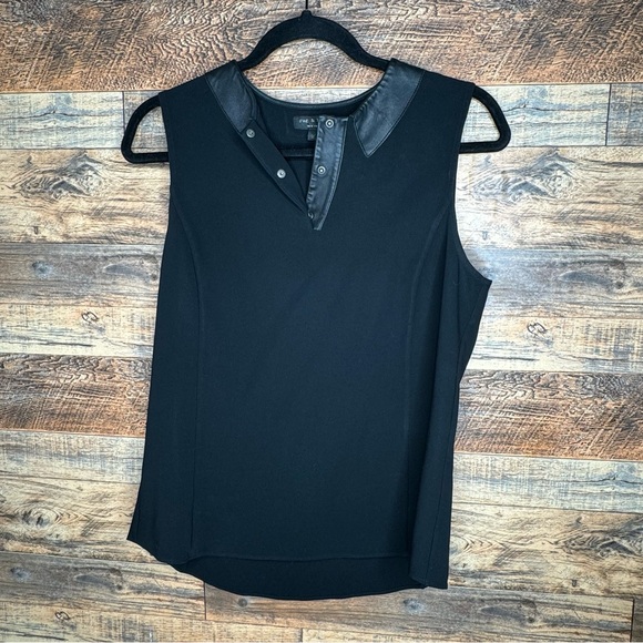 rag & bone Tops - Rag & Bone Black size Medium Sleeveless Blouse Leather Collar Silk blend top